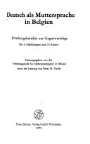 Deutsch als Muttersprache in Belgien Cover